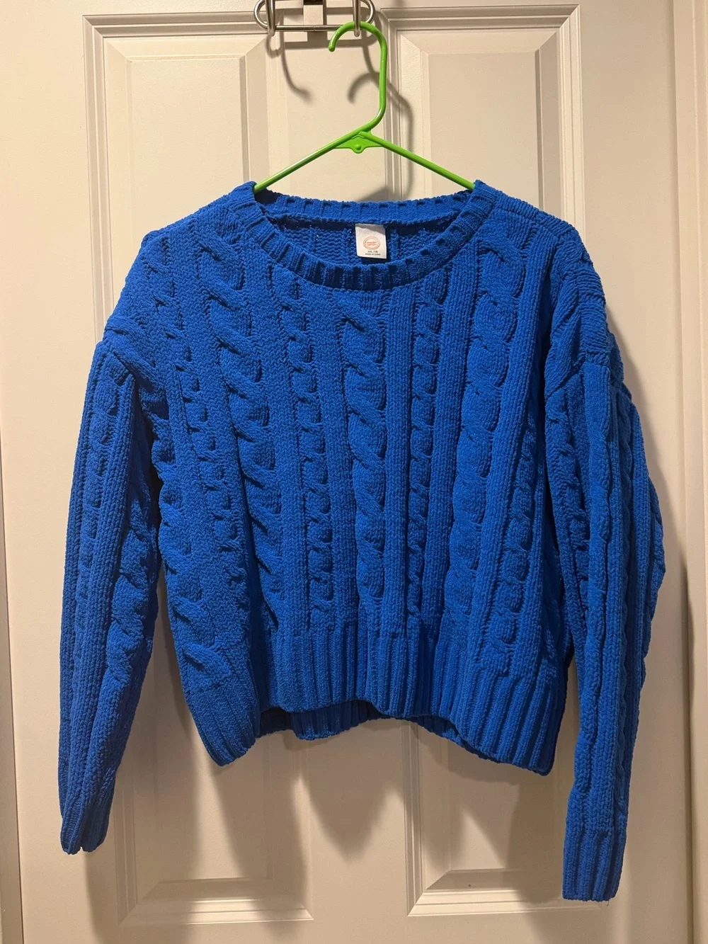 wonder nation Cable Knit Crew Sweater in Bright Blue